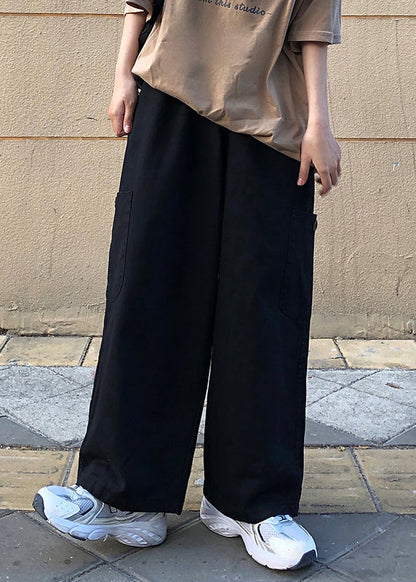 Khaki Pockets Cotton Pants Summer