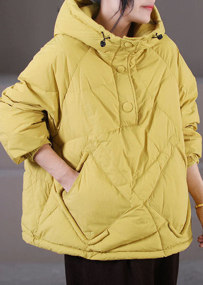 Light Green Hooded Drawstring Cotton Blend Pullover Jackets Winter