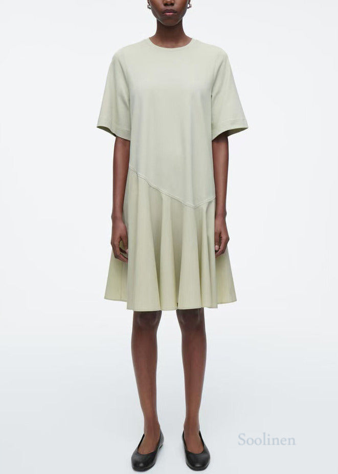 Light Green Patchwork Cotton Day Dress Summer