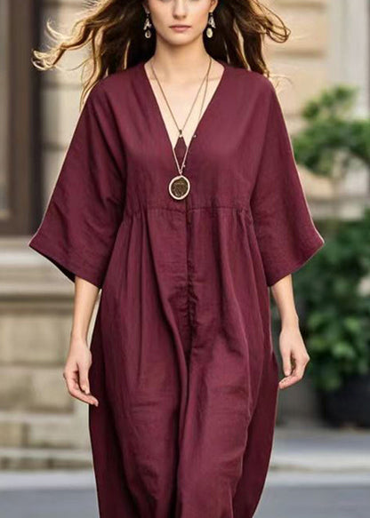 Mulberry Oversized Cotton Long Dress Bracelet Sleeve