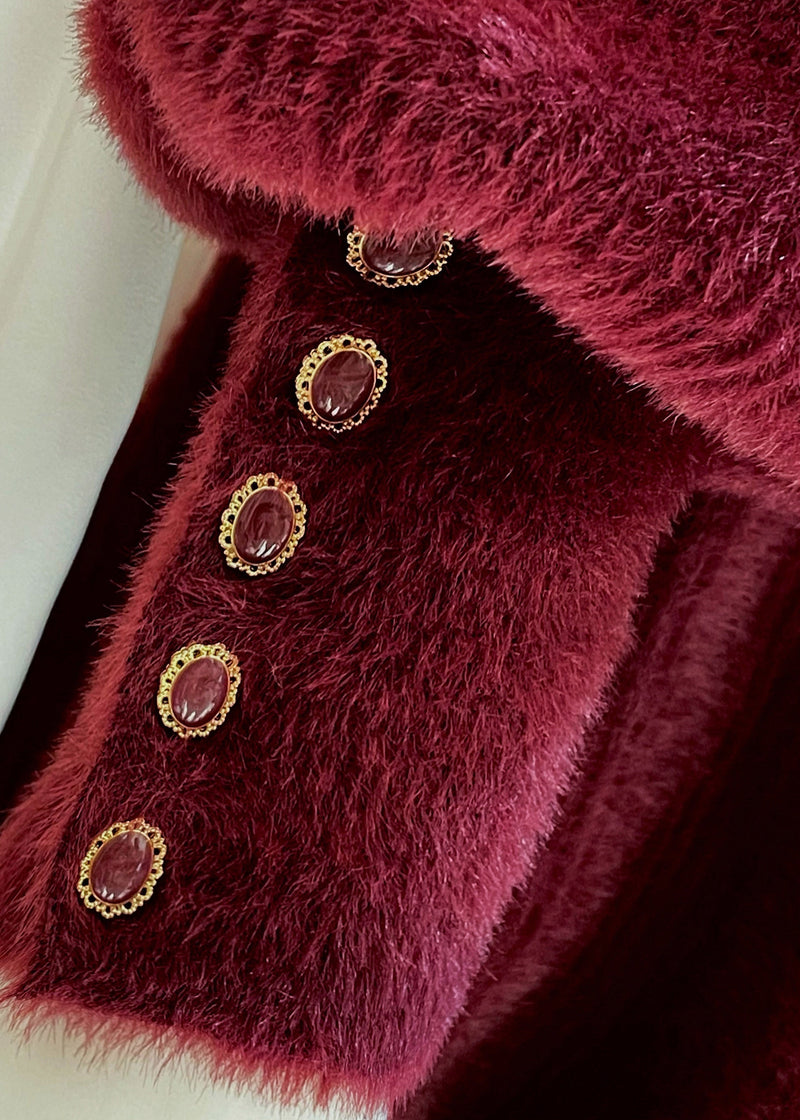 Mulberry V Neck Tie Waist Velour Maxi Dresses Long Sleeve