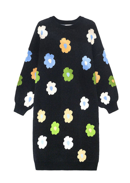 Natural Black Thick Knit Dress Winter