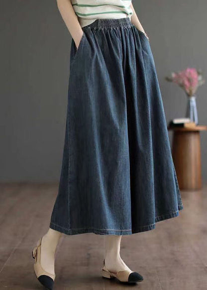 Navy Pockets Crop Pants Skirt Summer