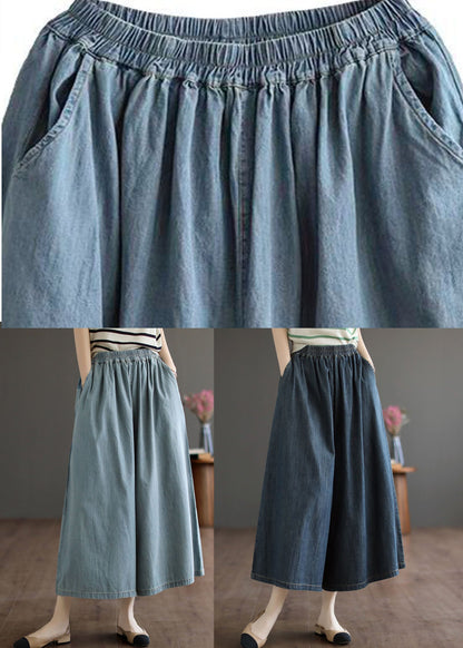 Navy Pockets Crop Pants Skirt Summer