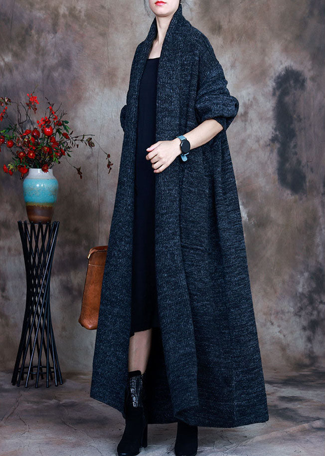 Navy V Neck Fall Knit Loose Cardigans Sweaters