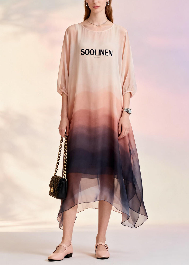 O Neck Print Chiffon Dresses Summer