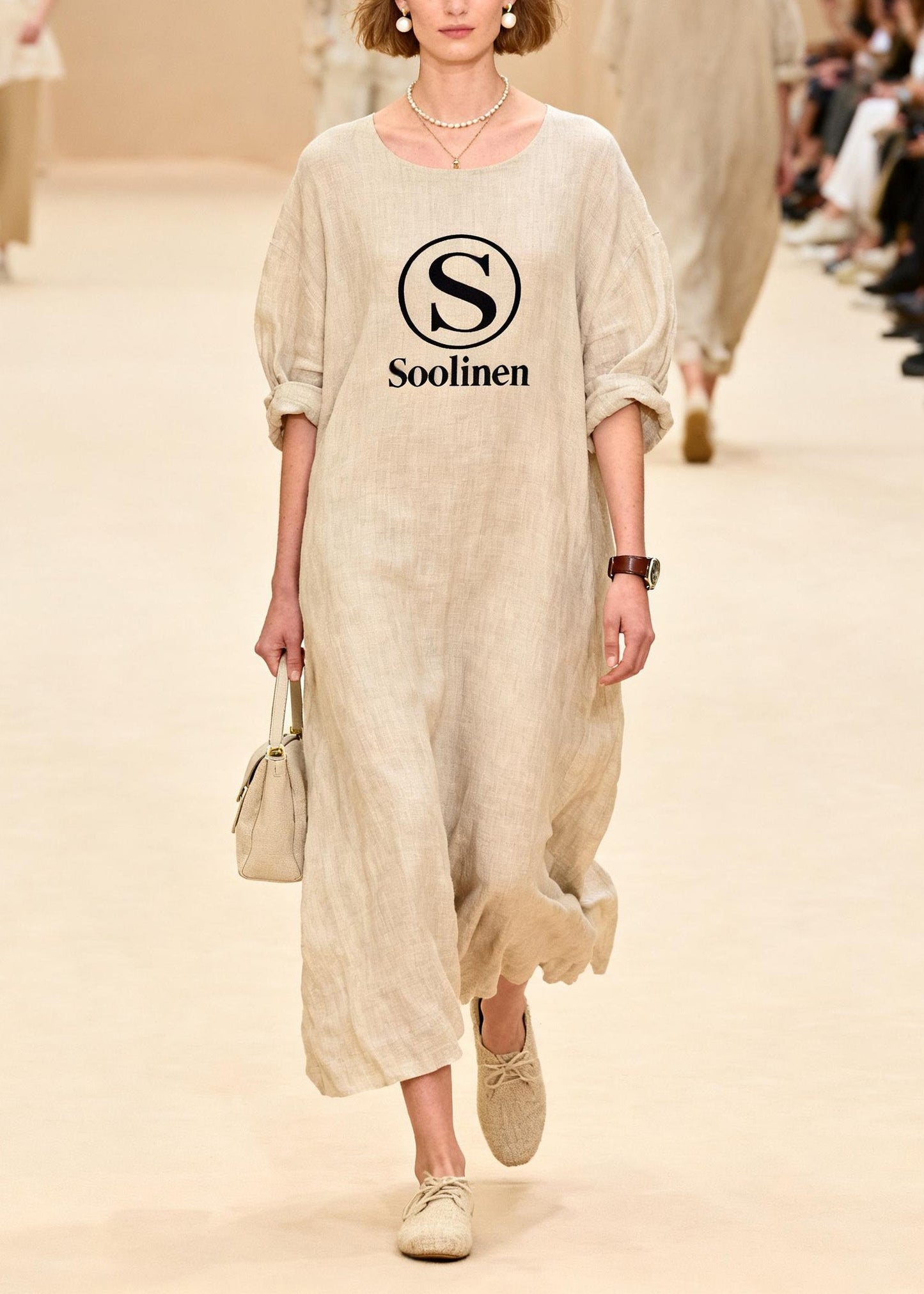 O Neck Print Linen Maxi Dresses Summer