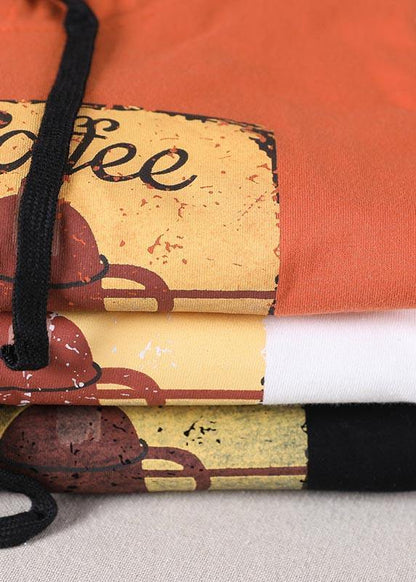 Orange Print Cotton Sweatshirts Top