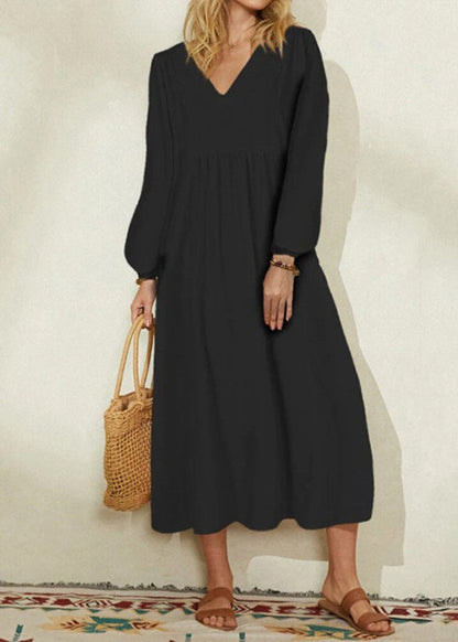Orange V Neck Patchwork Long Dresses Spring