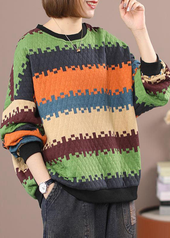 Orange Thick Striped Sweatshirt Winter