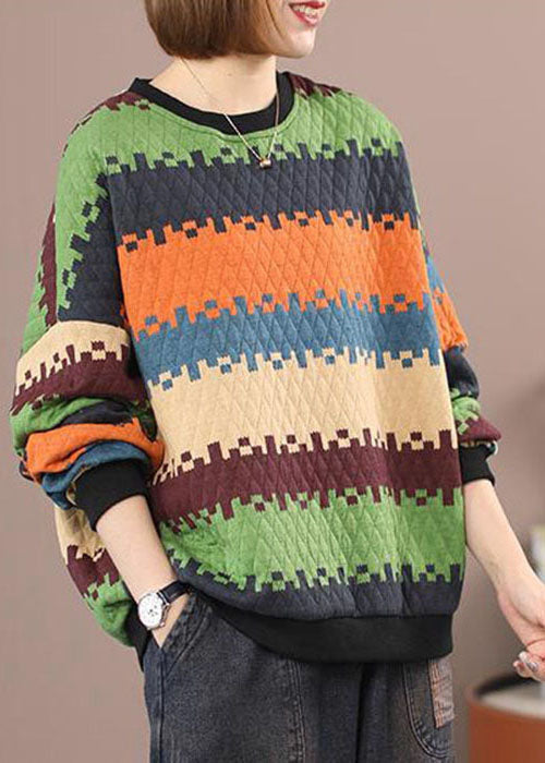 Orange Thick Striped Sweatshirt Winter