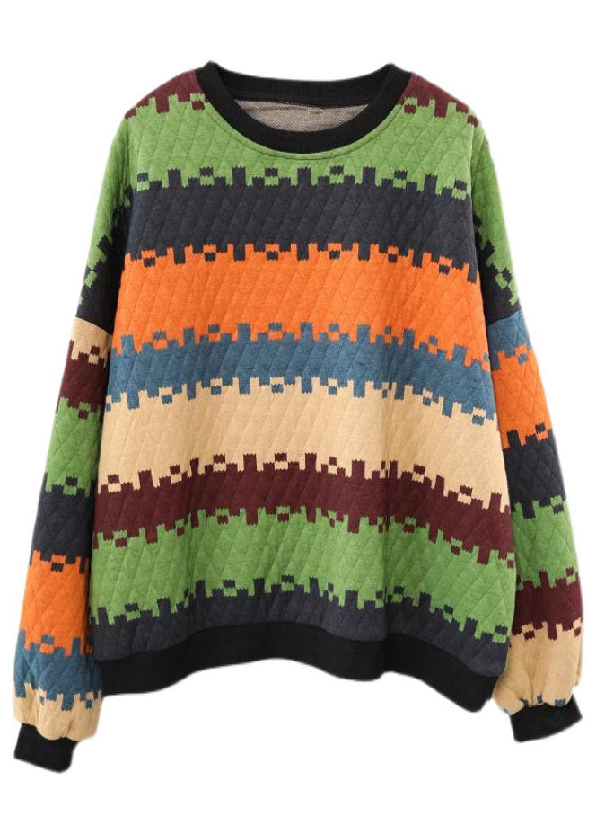 Orange Thick Striped Sweatshirt Winter