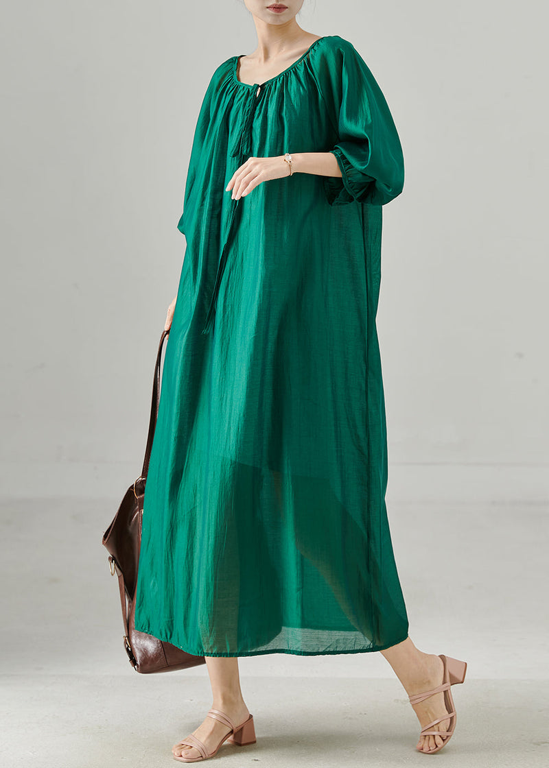 Peacock Green Oversized Cotton Dresses Fall