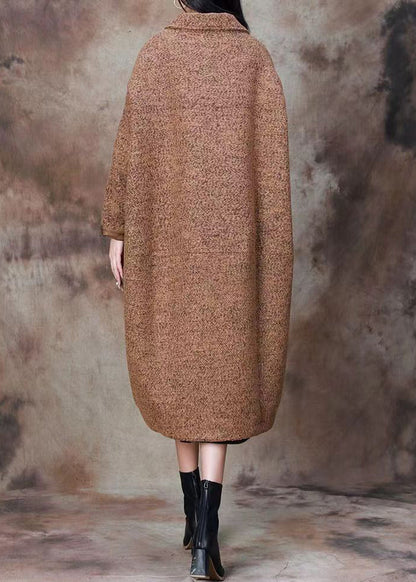 Peter Pan Collar Button Pockets Woolen Coats Long Sleeve
