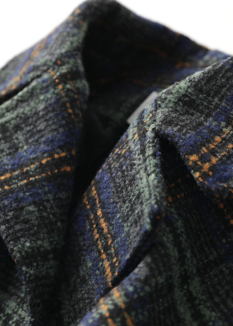 Peter Pan Collar Plaid Woolen Coat Winter
