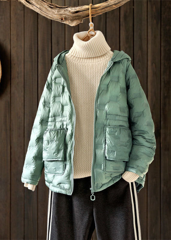 Pink Hooded Zippered Duck Down Winter Coats Winter