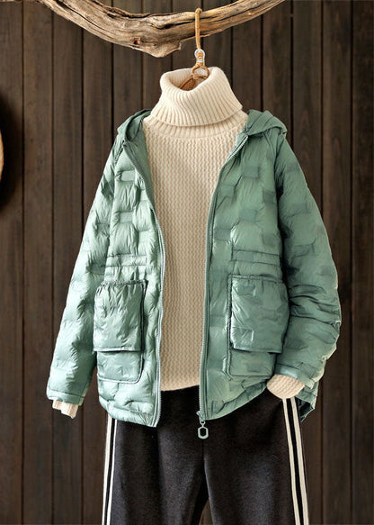 Pink Hooded Zippered Duck Down Winter Coats Winter