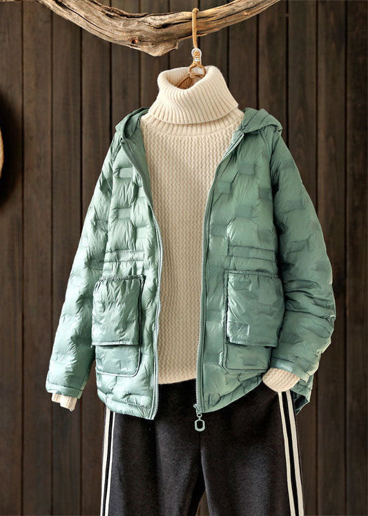 Pink Hooded Zippered Duck Down Winter Coats Winter