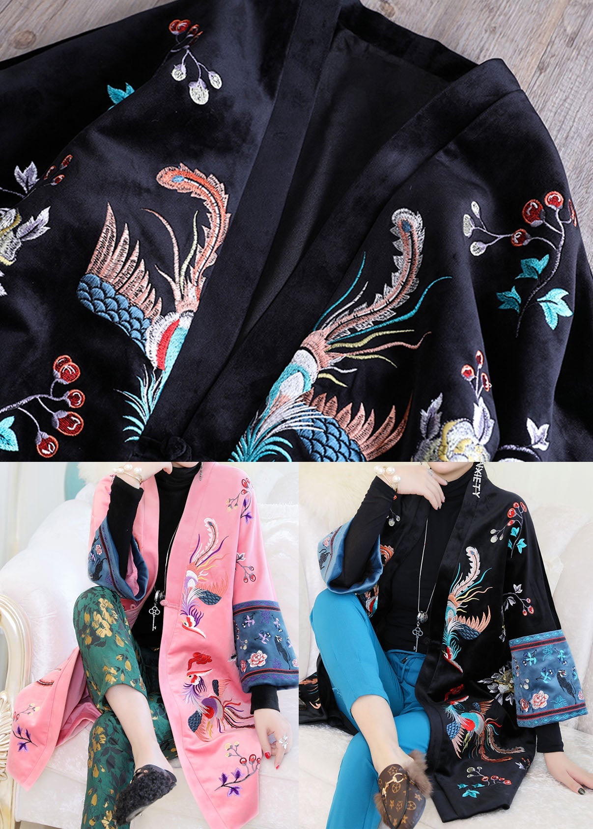 Pink Oriental Velour Warm Winter Coats