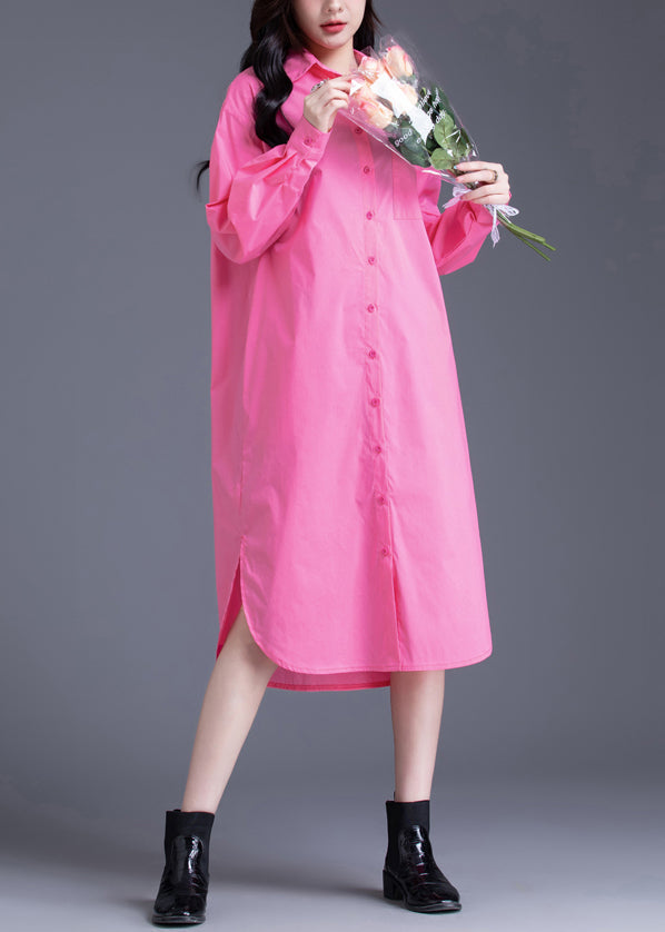 Pink Oversized Cotton Long Dress Spring