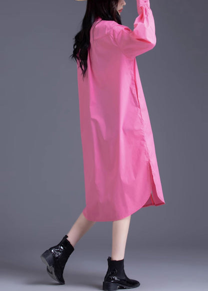 Pink Oversized Cotton Long Dress Spring