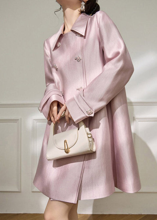 Pink Peter Pan Collar Button Coats Spring