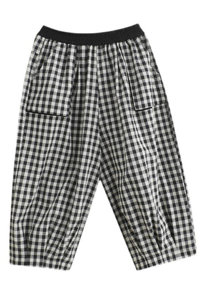 Red Elastic Waist Harem Pants Summer Cotton Linen