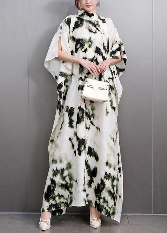 Print Long Dresses Batwing Sleeve