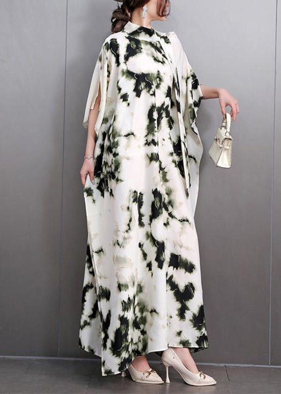 Print Long Dresses Batwing Sleeve