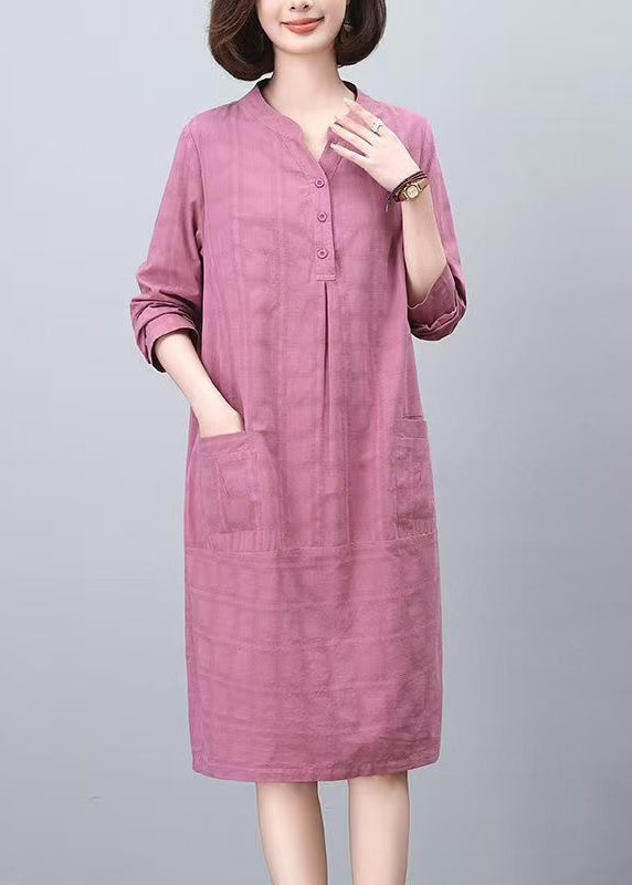 Purple Jacquard Cotton Day Dresses Spring