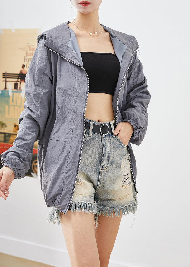 Purple Oversized Wrinkled Upf 50+ Coat Jacket Fall