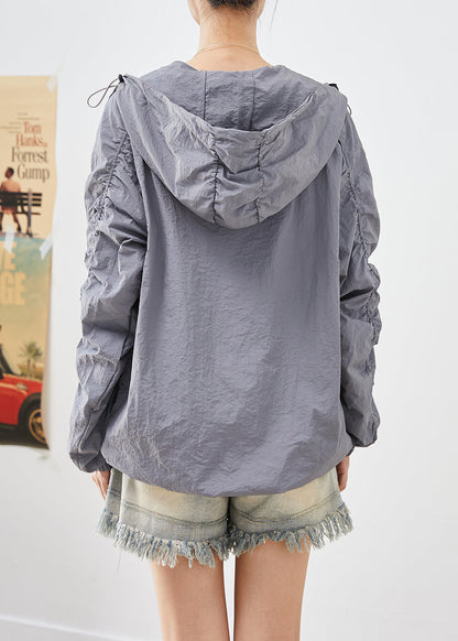 Purple Oversized Wrinkled Upf 50+ Coat Jacket Fall