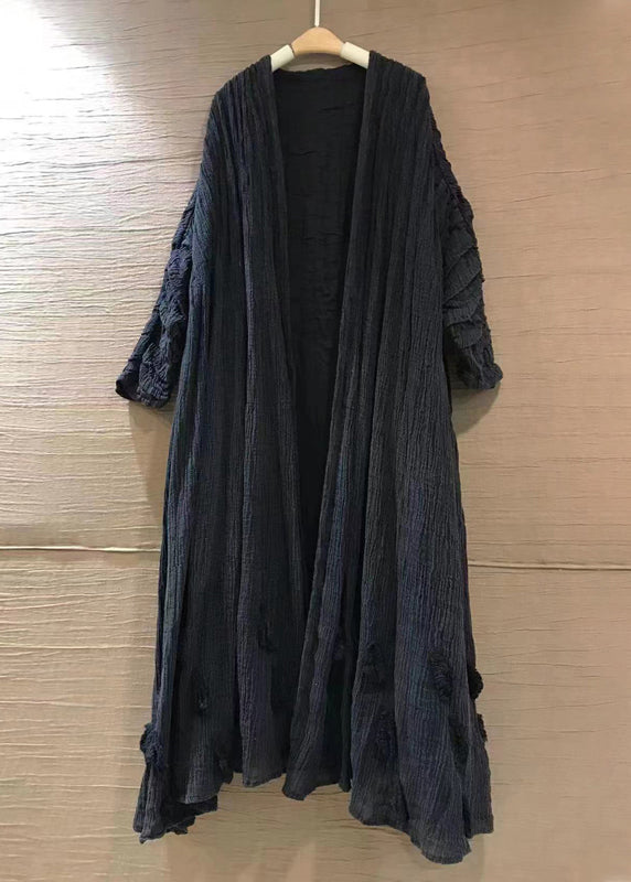 Purple V Neck Linen Cardigans Long Sleeve