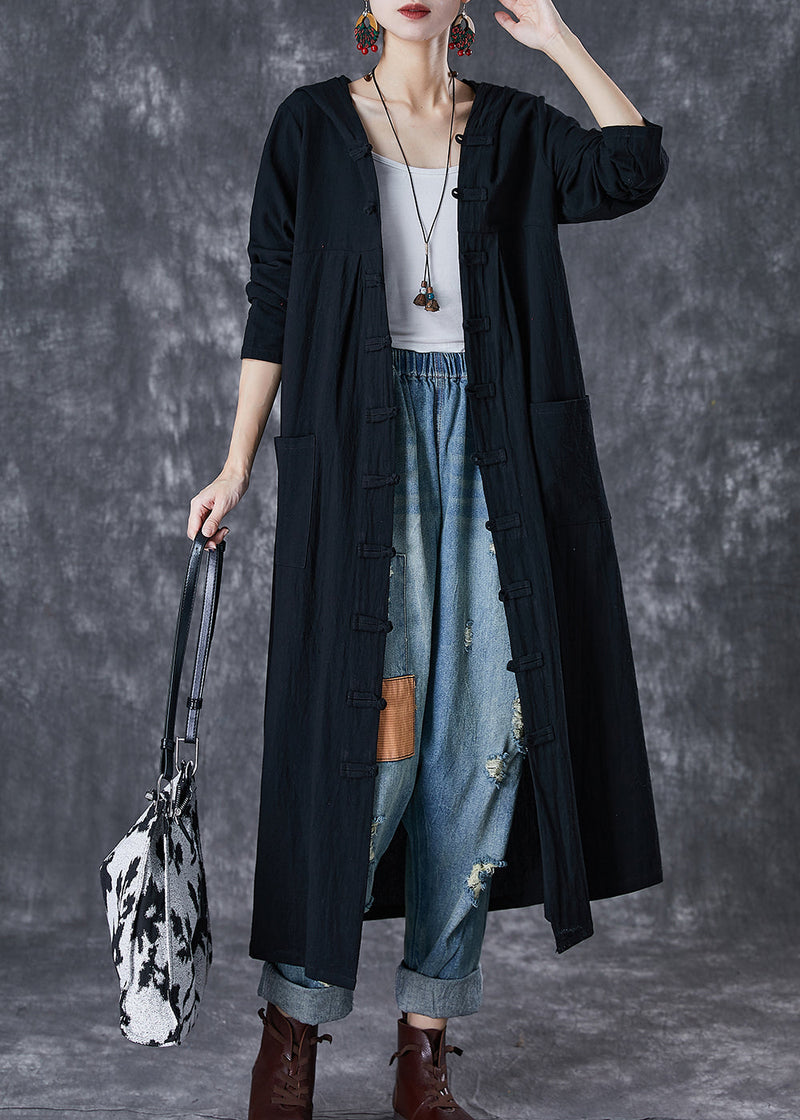 Red Hooded Chines Button Cotton Trench Fall