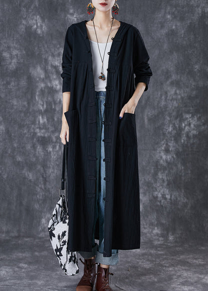 Red Hooded Chines Button Cotton Trench Fall