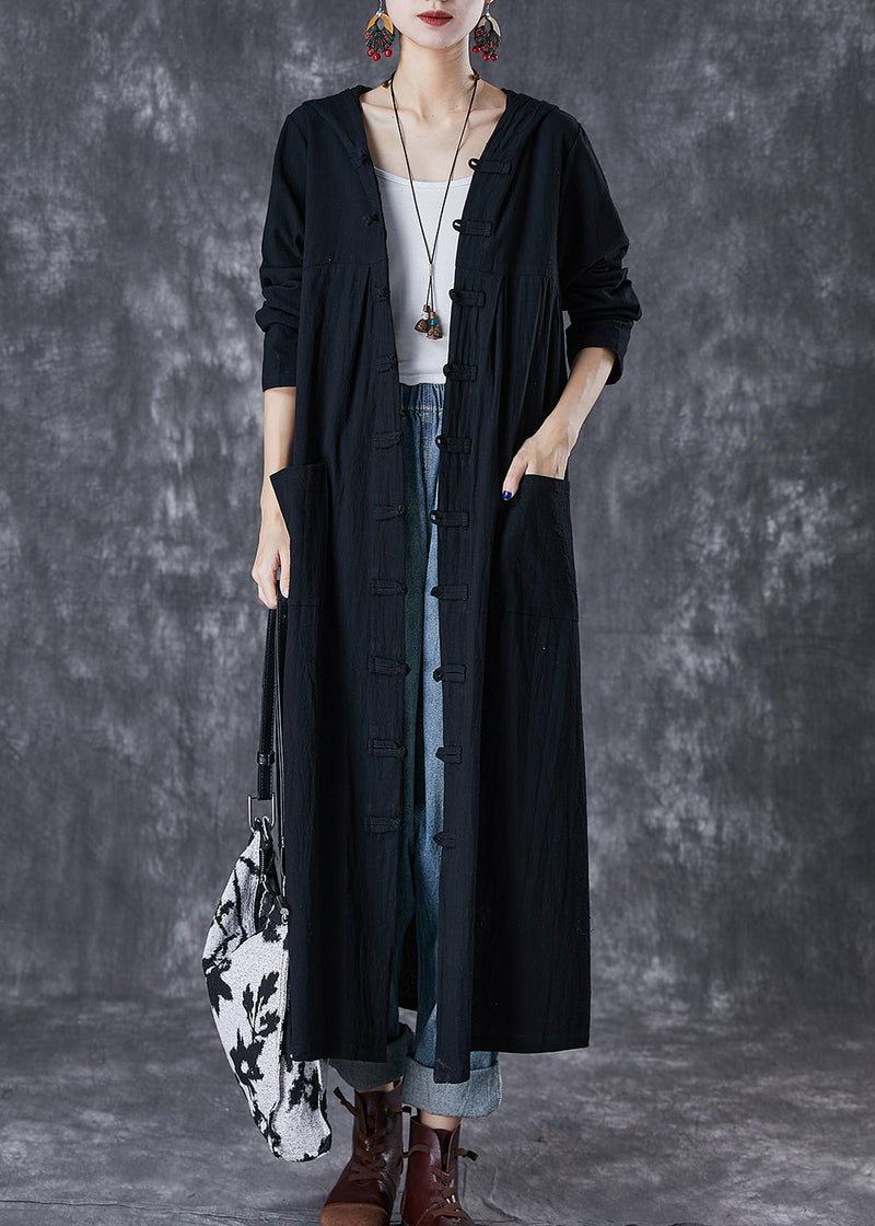 Red Hooded Chines Button Cotton Trench Fall