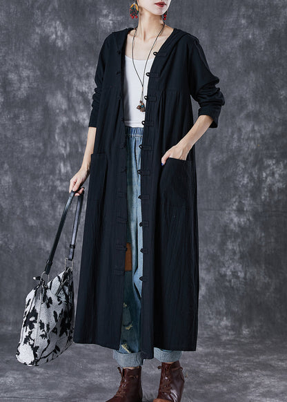 Red Hooded Chines Button Cotton Trench Fall