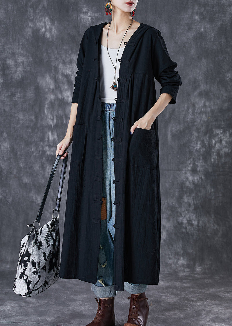 Red Hooded Chines Button Cotton Trench Fall