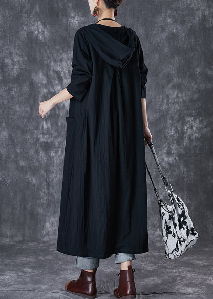 Red Hooded Chines Button Cotton Trench Fall