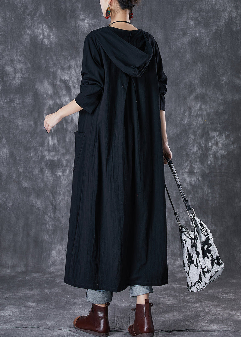 Red Hooded Chines Button Cotton Trench Fall