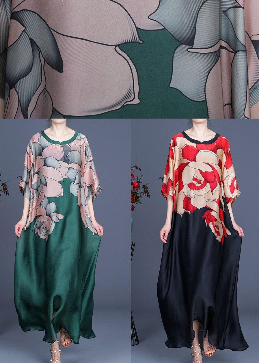 Pattern Print O-neck Chiffon Summer Dress
