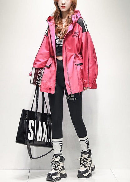 Rose Letter Embroidered Pockets Cotton Jacket Spring