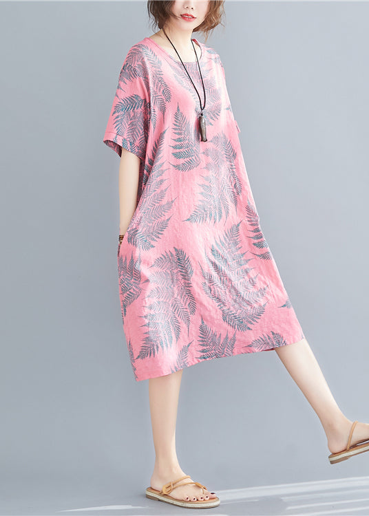 Rose Oversized Print Cotton Holiday Dress Summer