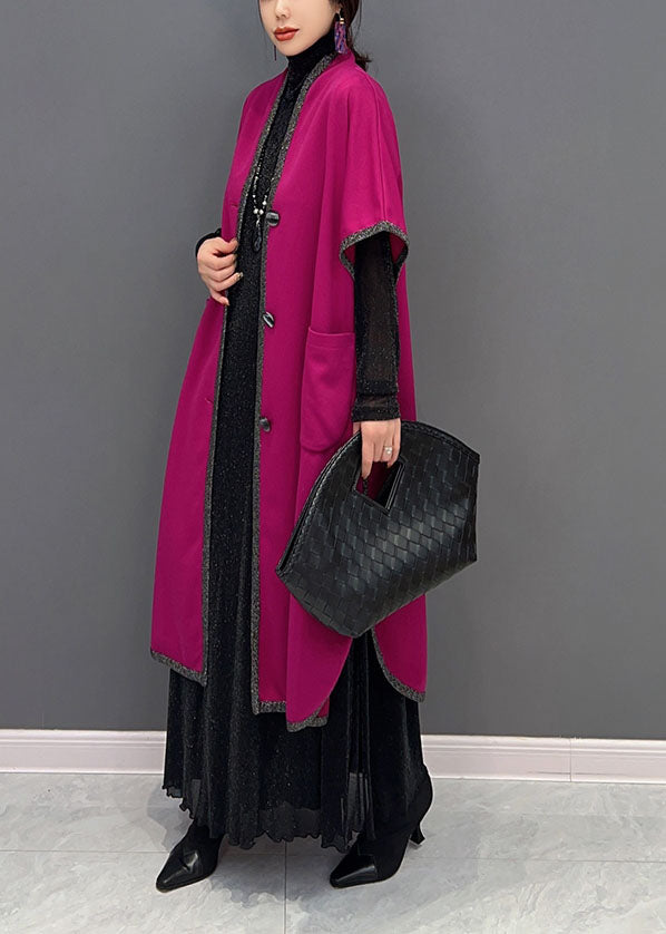 Rose Oversized Side Open Pockets Long Cardigans Spring