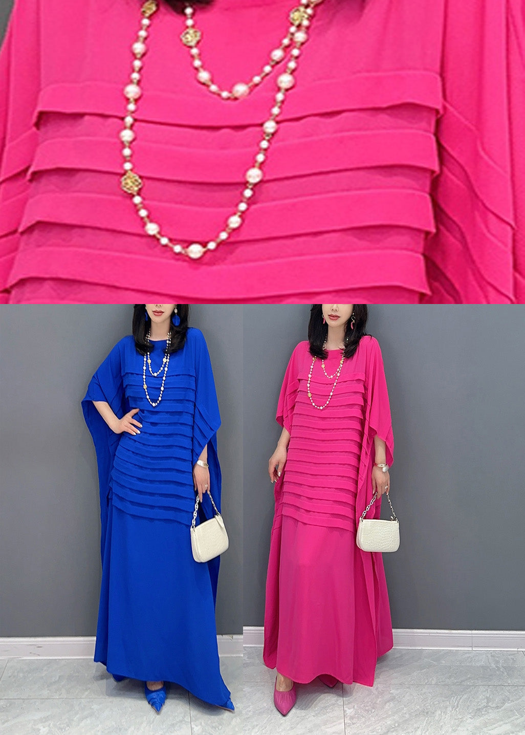 Rose Patchwork Maxi Dress Short Sleeve