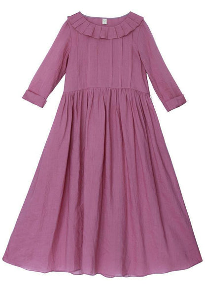 Rose Ruffles Cinched Party Summer Linen Dress