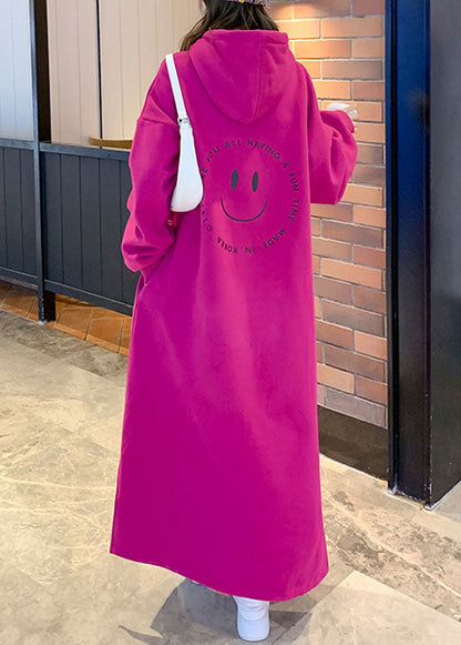 Rose Warm Fleece Long Hooded Sweatshirts Dress Fall