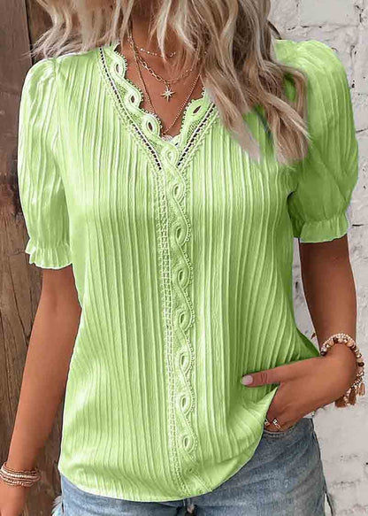 Color Hollow Out Spandex Shirts Summer
