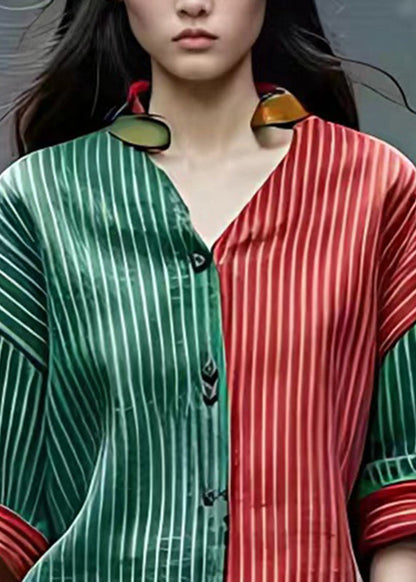 Striped V Neck Button Coats Fall