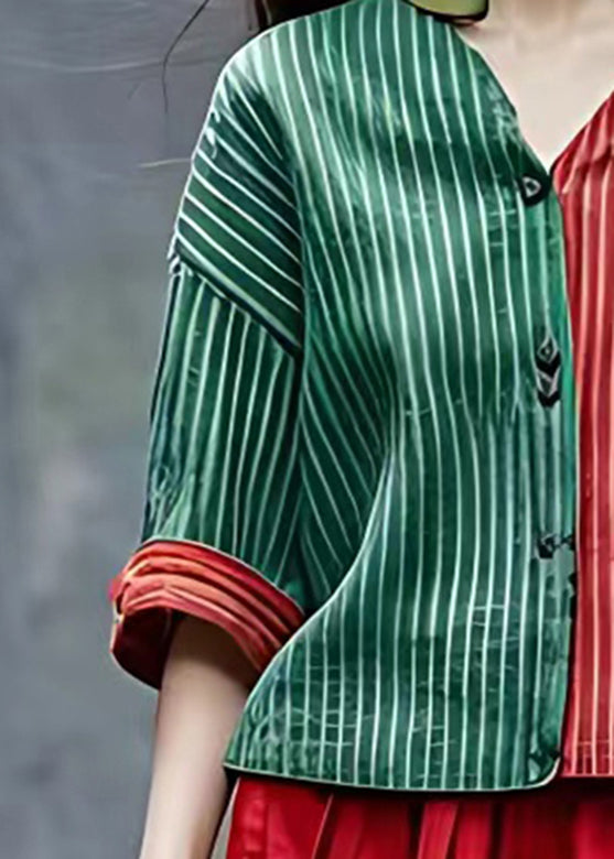 Striped V Neck Button Coats Fall
